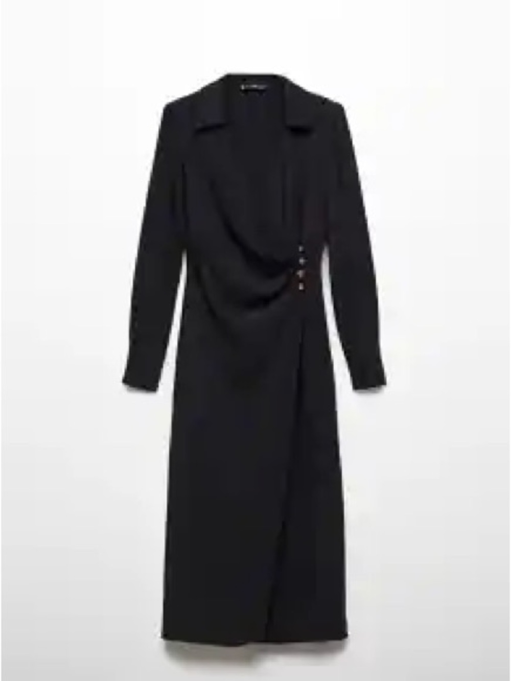 Mango Black Button-Front Long Dress